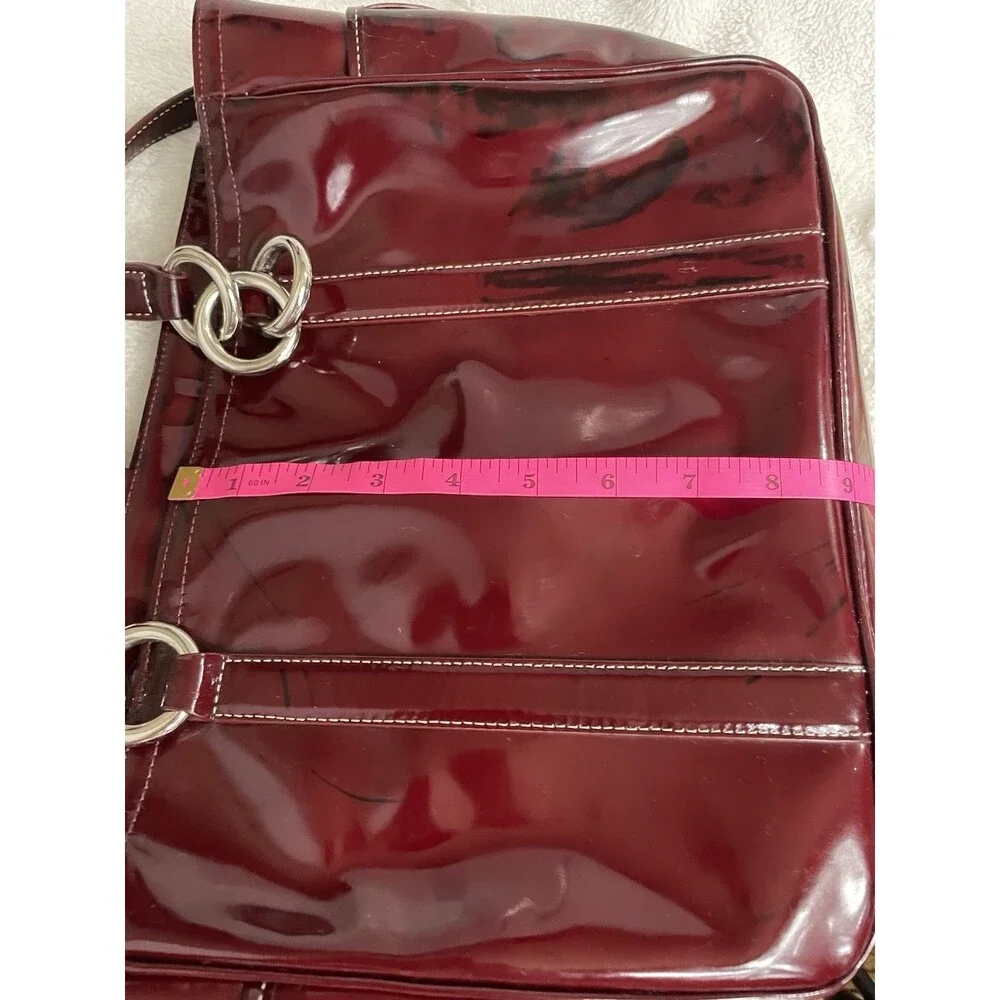Coach Burgundy Patent Leather Tunrlock Pocket Double Handle Tote Bag READ - Picture 15 of 16